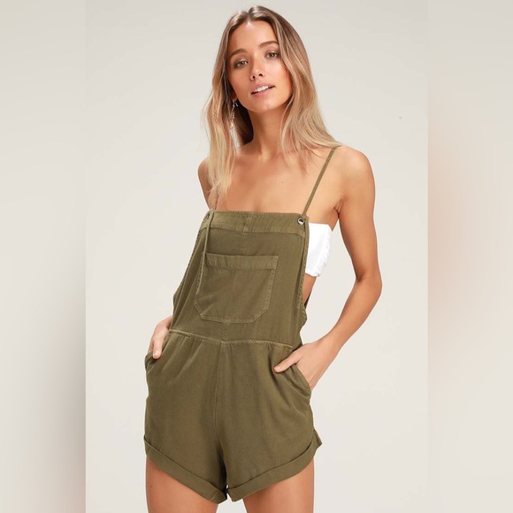 Billabong Wild Pursuit Overalls, Olive Women's Medium - Picture 1 of 10